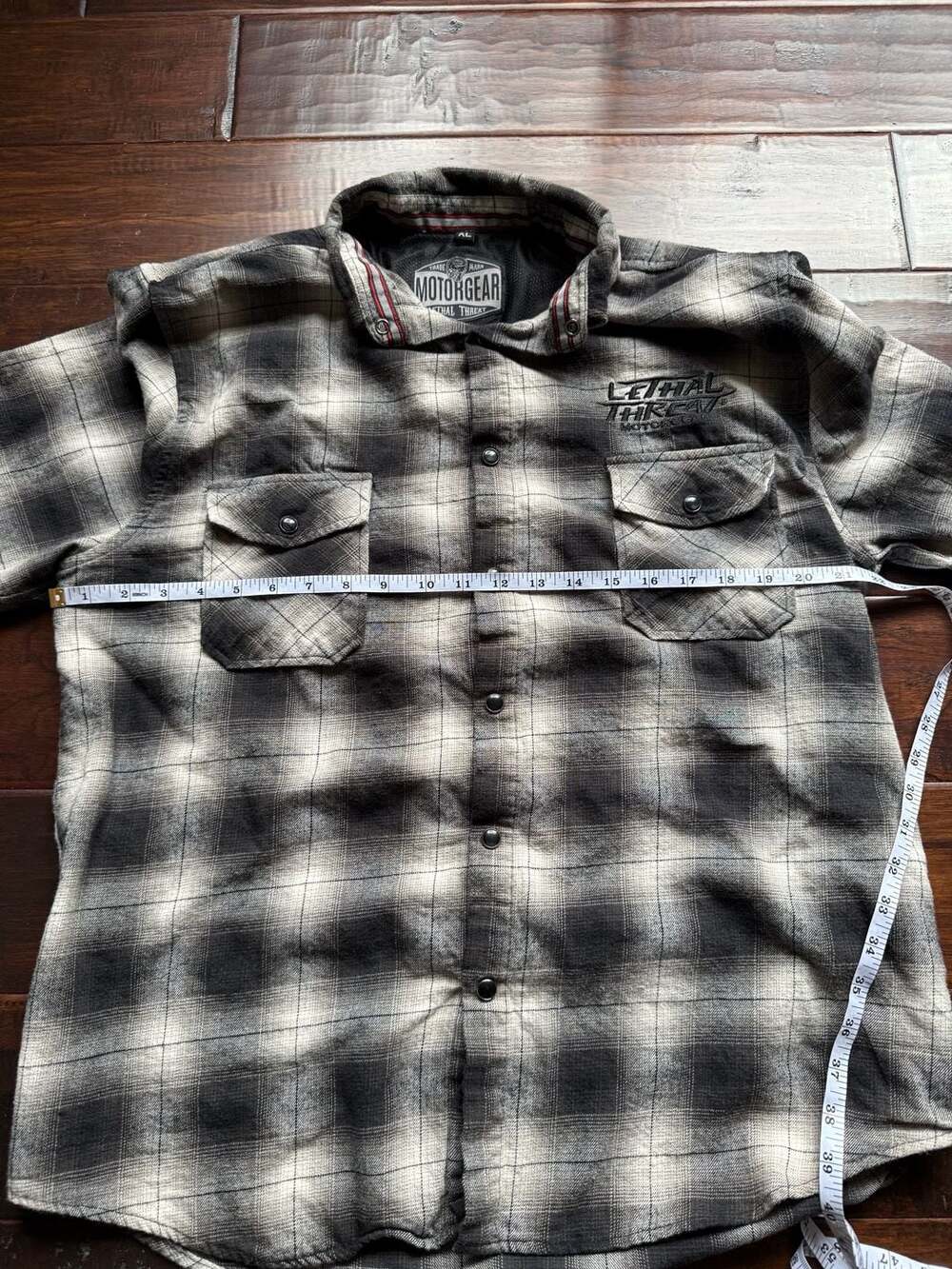 Lethal Threat Motorgear Kustom Motorcycles Plaid Flannel Shirt XL - Picture 8 of 11